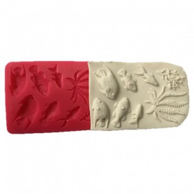 Силиконов калъп "6 вида риби, корал и водорасли"